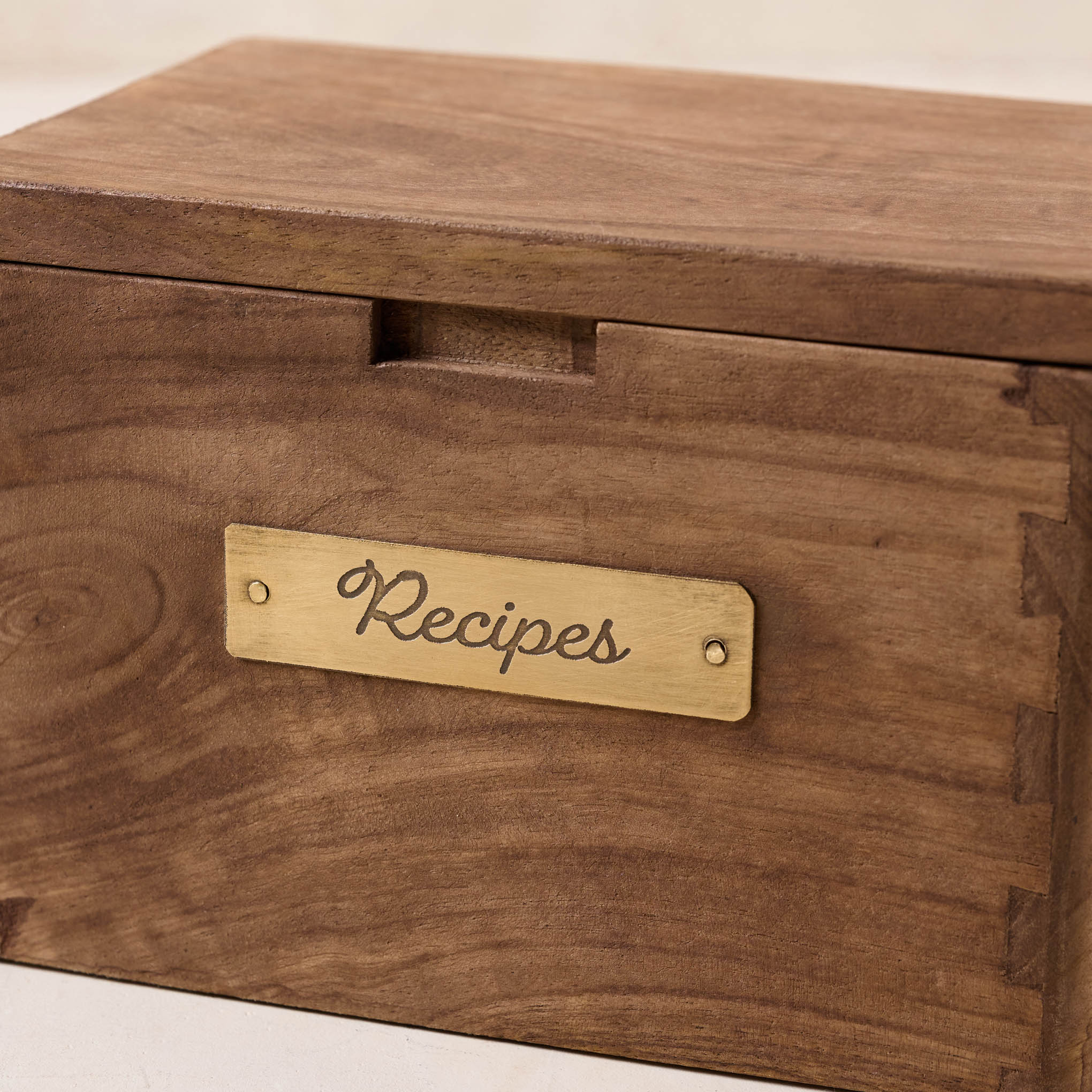 Antiqued Wood Recipe Box - Image 5