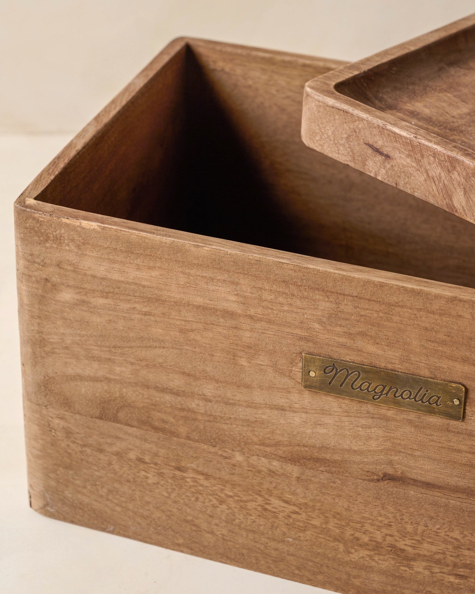 Magnolia Antiqued Wood Storage Box - Image 2