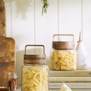 Wood with Antique Brass Canister