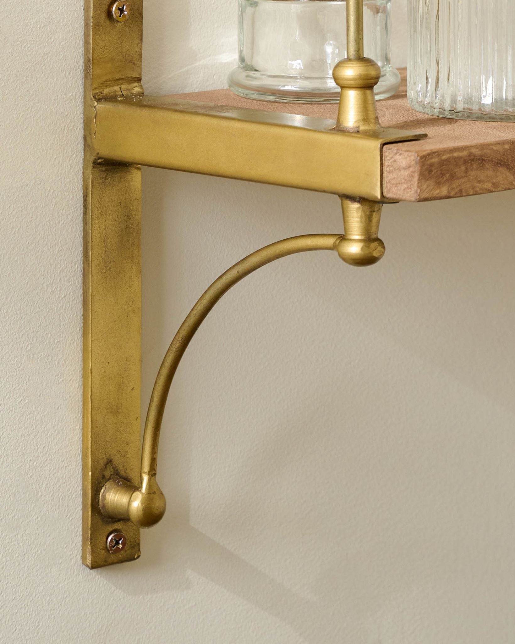 Double Parker Brass and Wood Shelf - Image 5