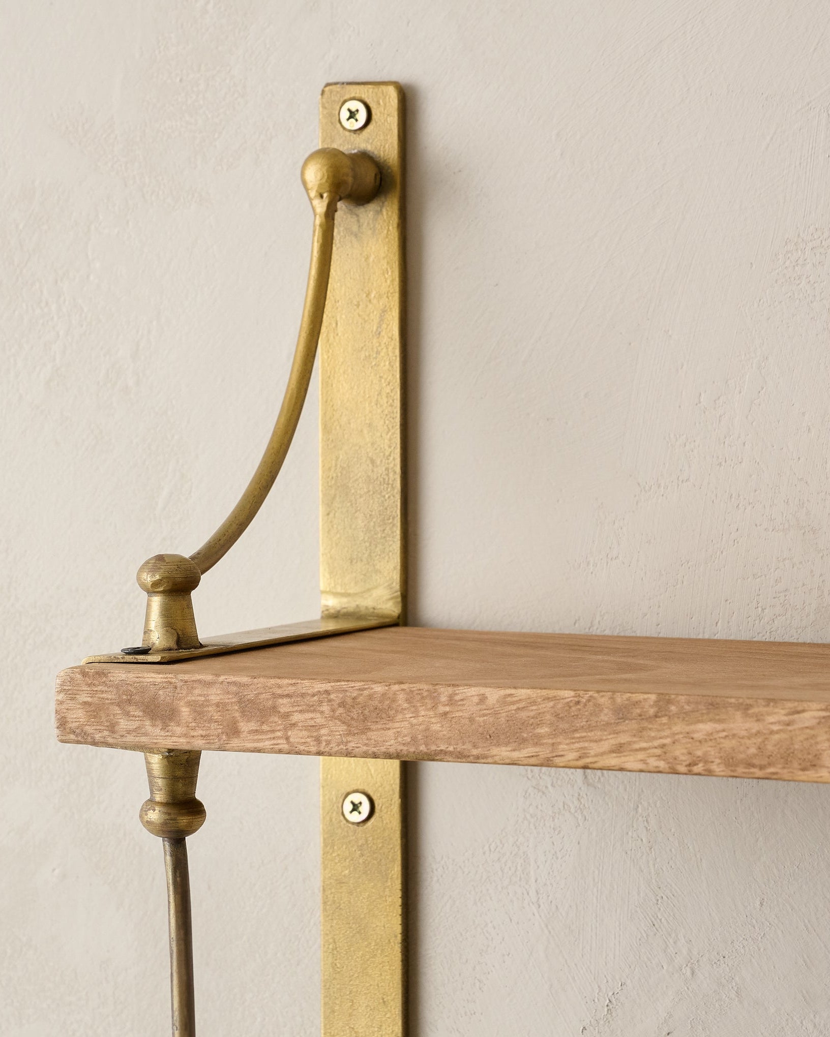 Double Parker Brass and Wood Shelf - Image 3