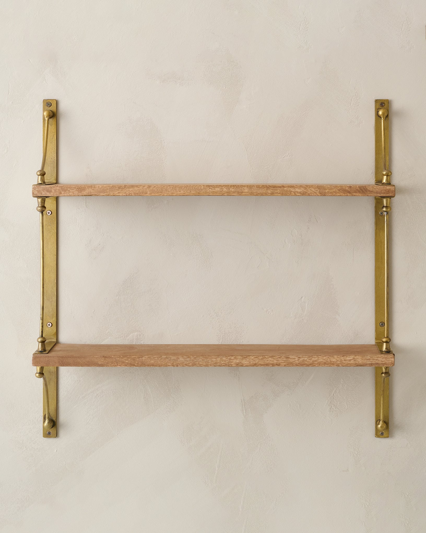 Double Parker Brass and Wood Shelf - Image 2