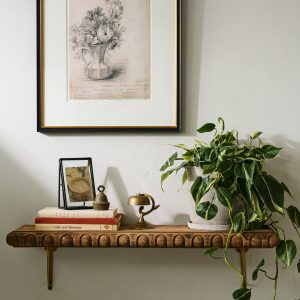Griffin Hand Carved Wood Shelf