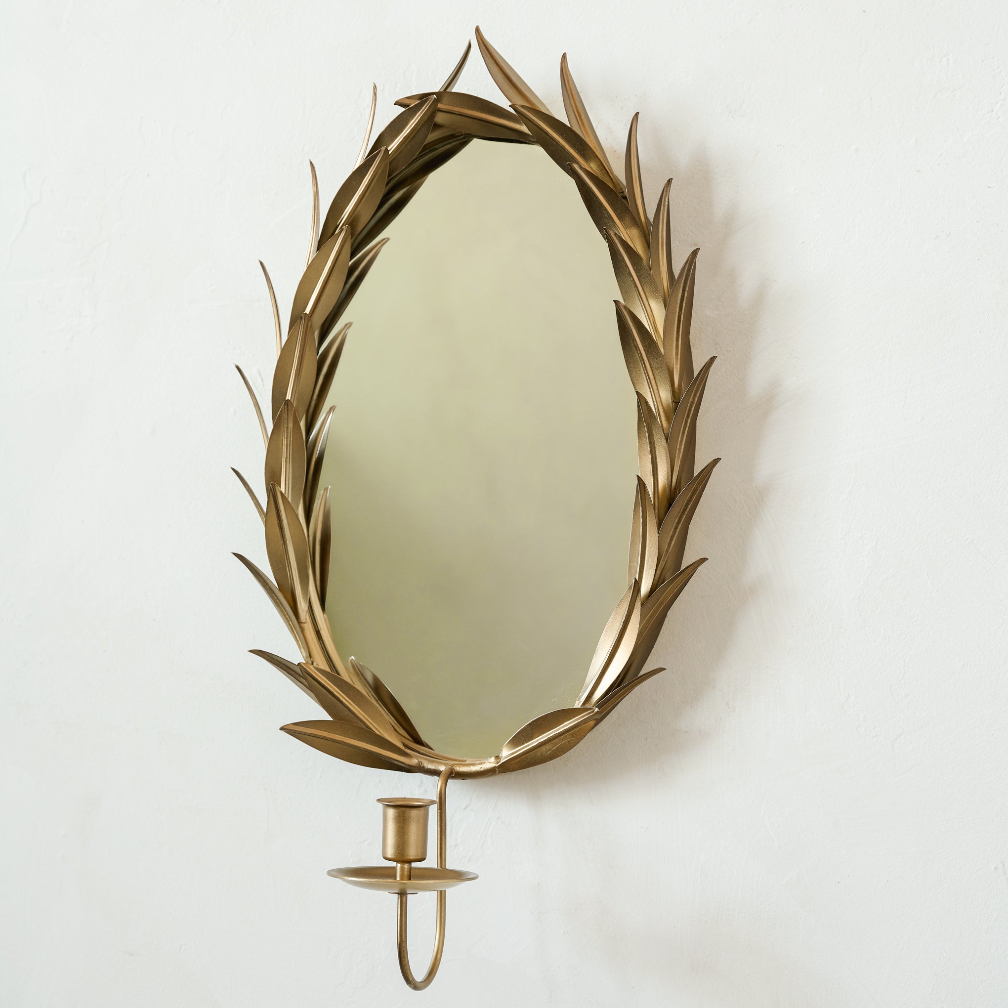 Gilded Wreath Mirrored Wall Sconce - Image 6
