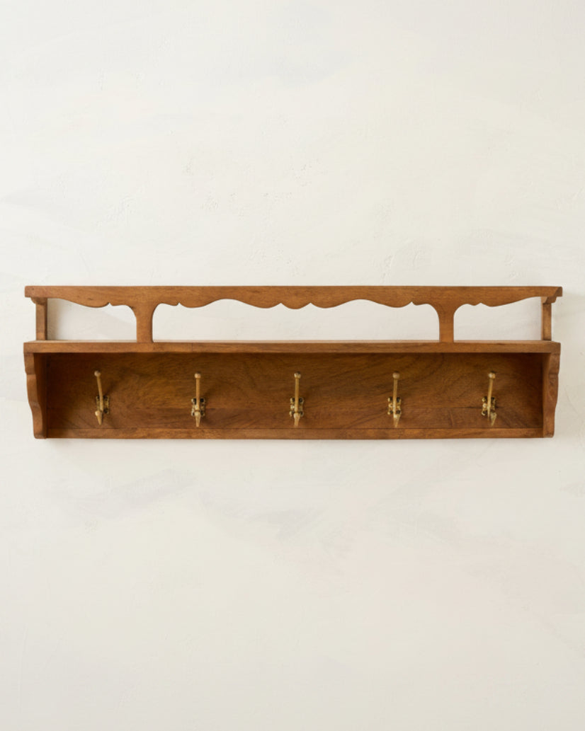 Daphne Wood and Brass Display Shelf - Image 2