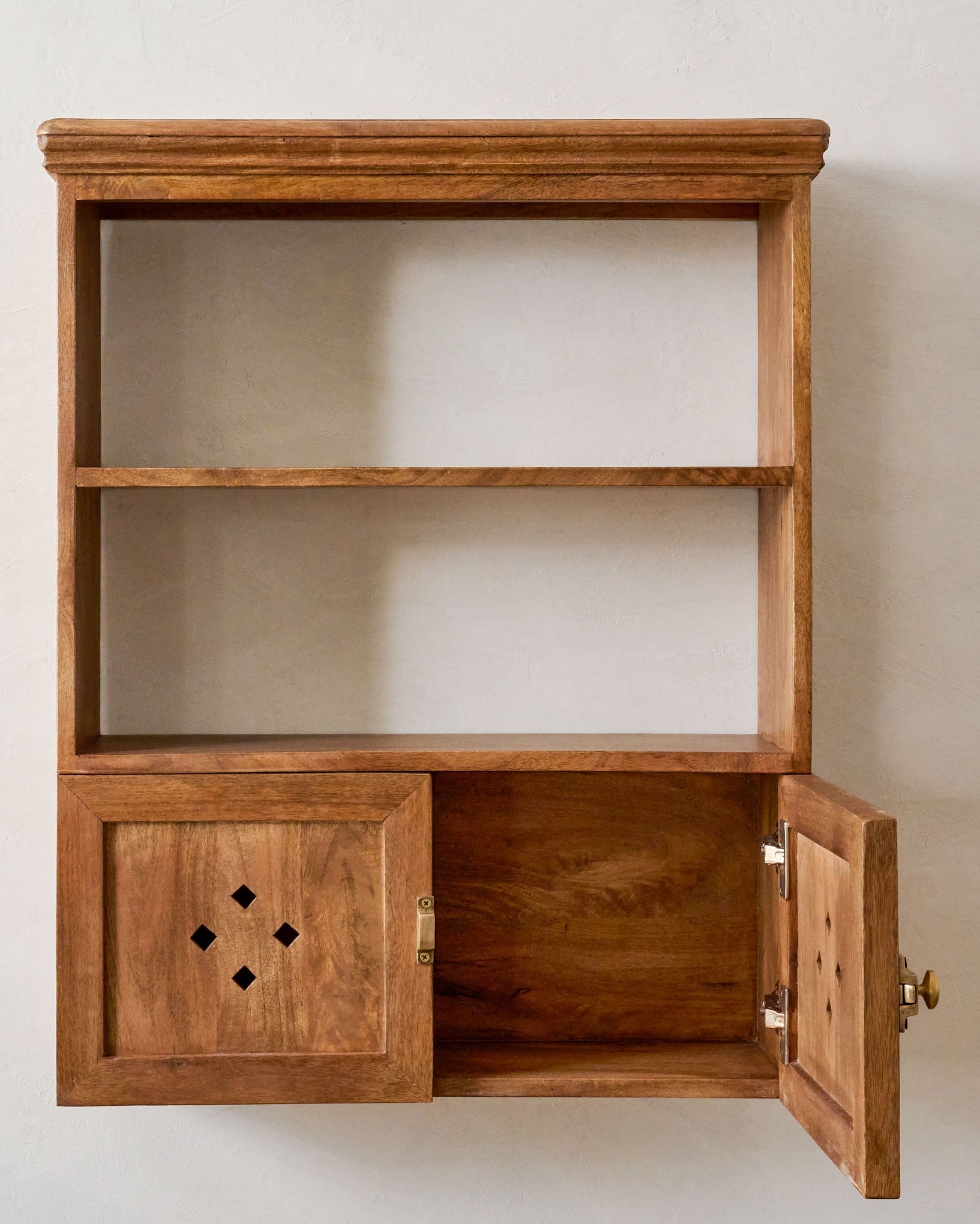 Vaughn Antiqued Wood Shelf with Doors - Image 3