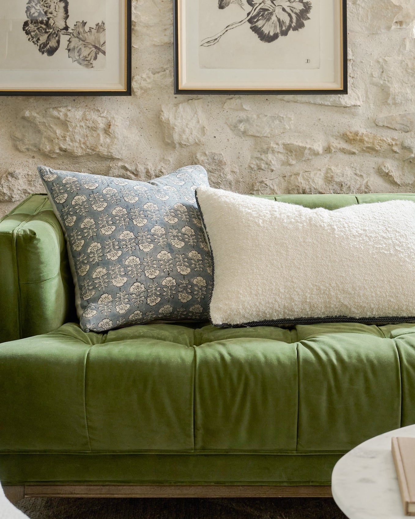 Flora Silver Blue Printed Pillow - Image 3