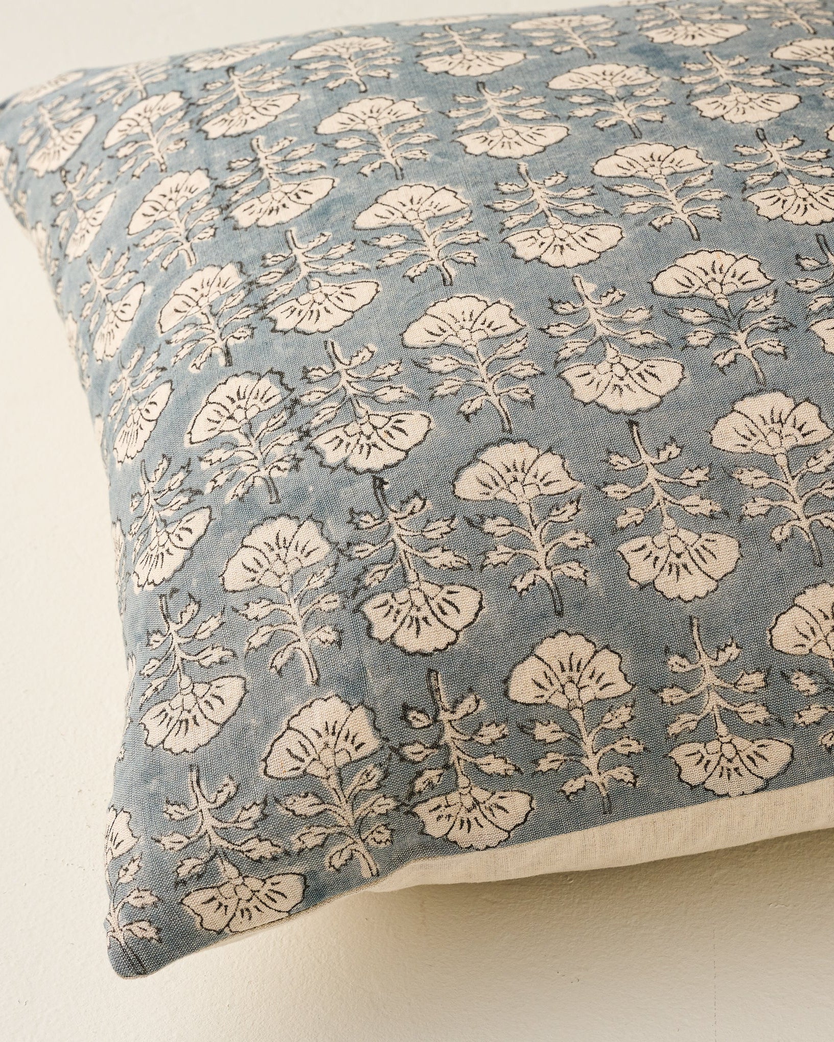 Flora Silver Blue Printed Pillow - Image 2