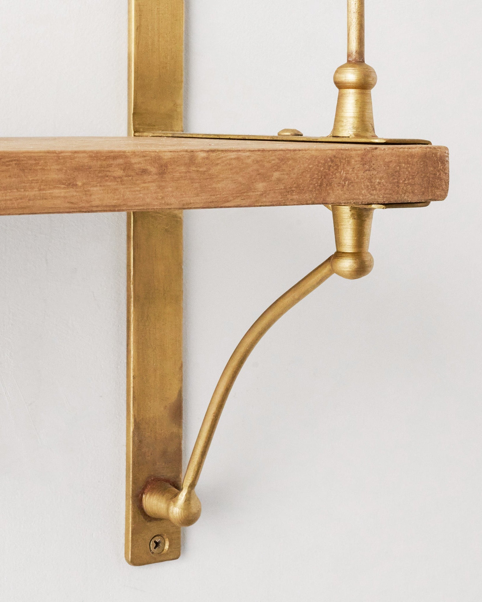 Triple Parker Brass and Wood Shelf - Image 5