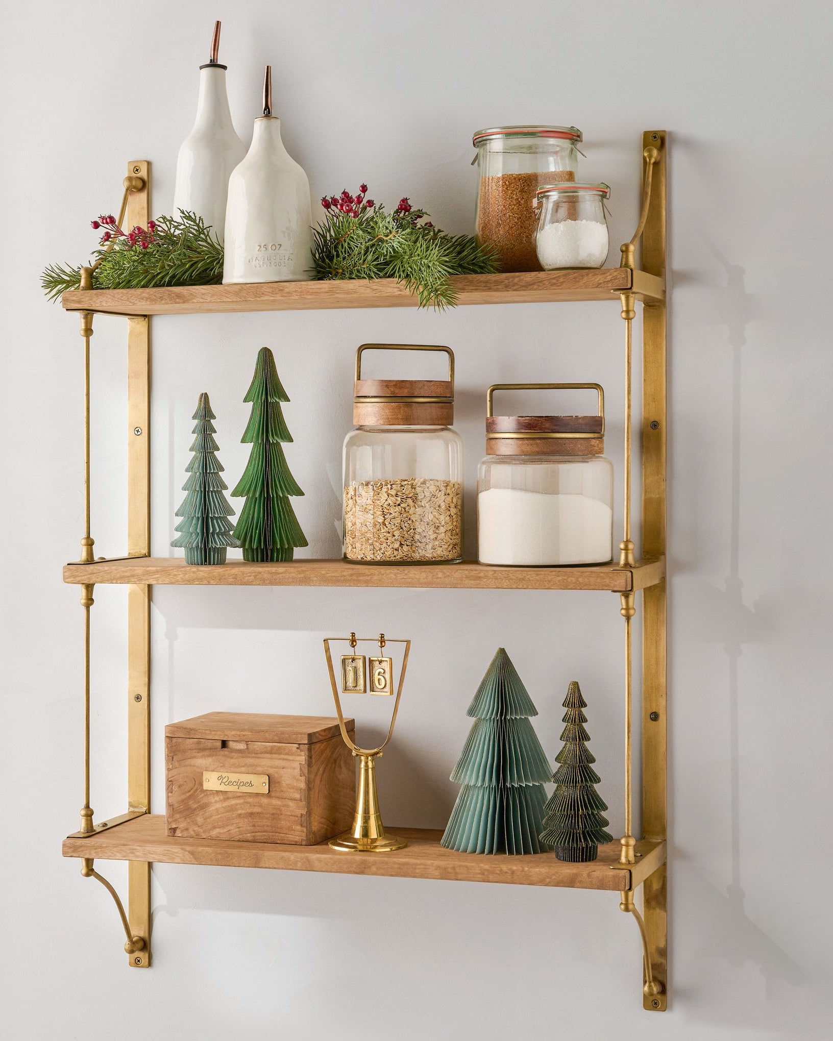 Triple Parker Brass and Wood Shelf - Image 6
