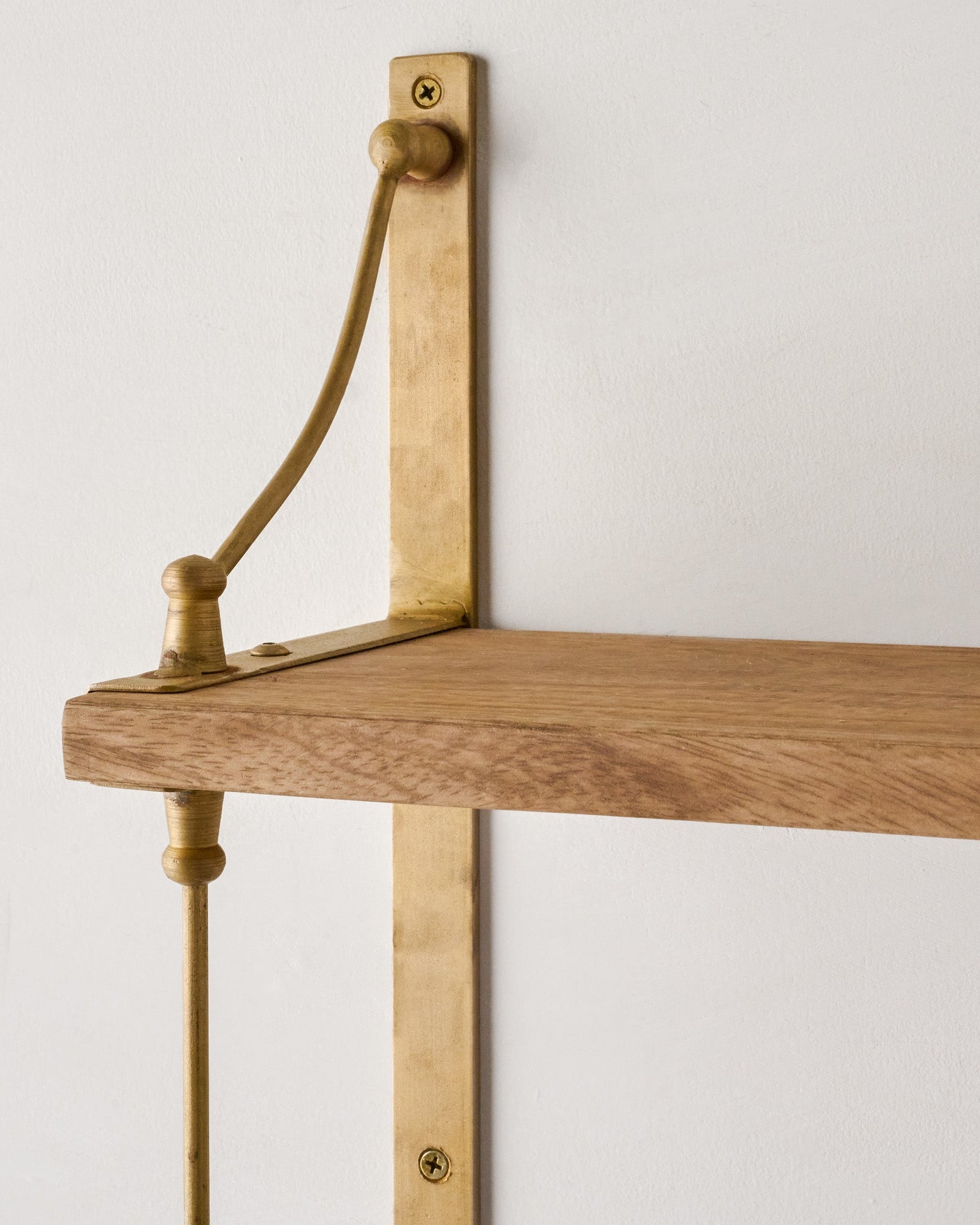 Triple Parker Brass and Wood Shelf - Image 4