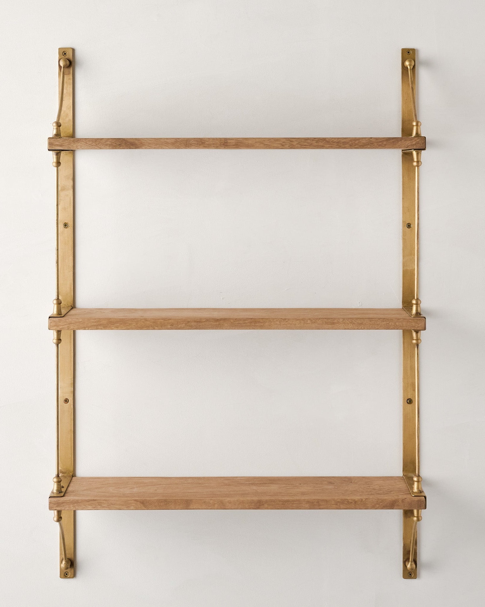 Triple Parker Brass and Wood Shelf - Image 2