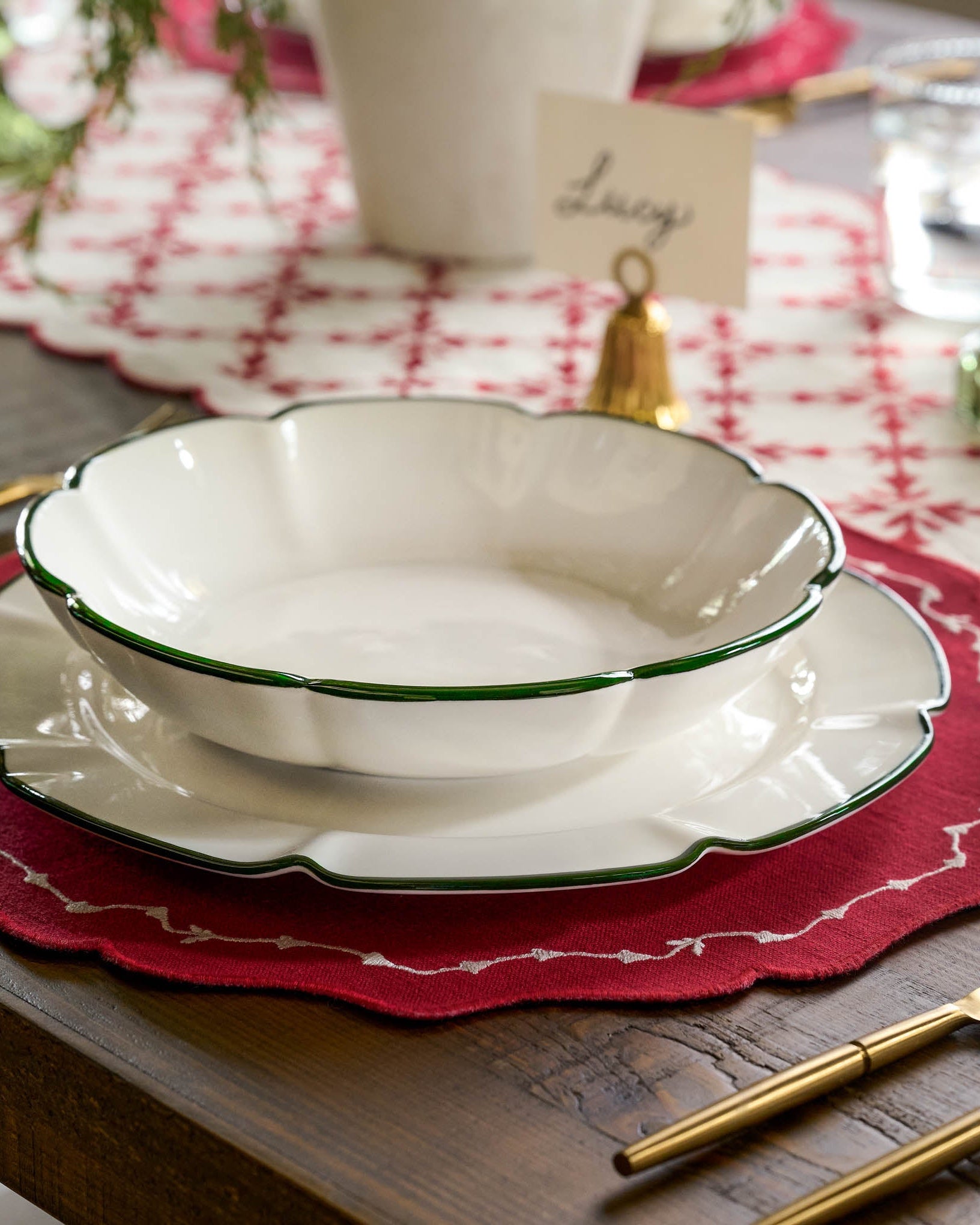 Green Luna Scalloped Pasta Bowl - Image 4