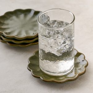 Sage Scalloped Edge Coaster Set of Four
