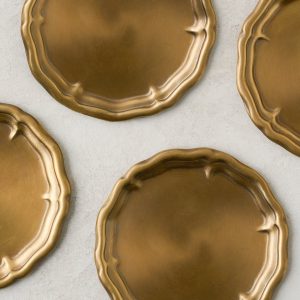 Vintage-Inspired Brass Coaster Set of Four