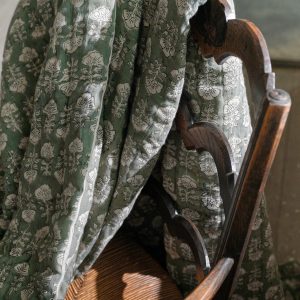 Flora Block Print Quilt - Dusty Green