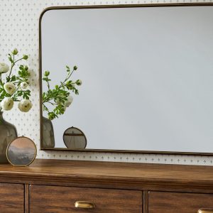 Collin Ribbed Brass Mantel Mirror