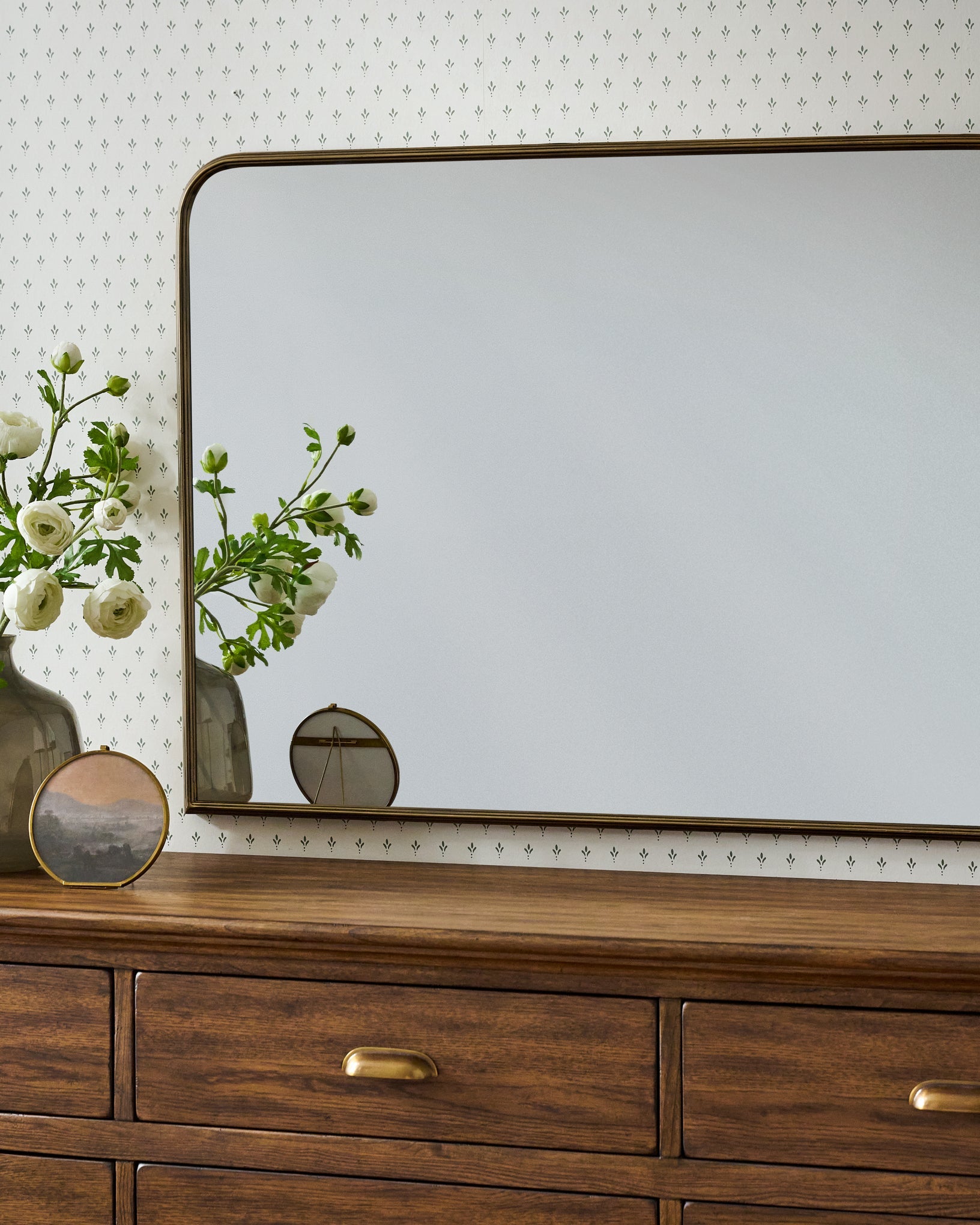 Collin Ribbed Brass Mantel Mirror