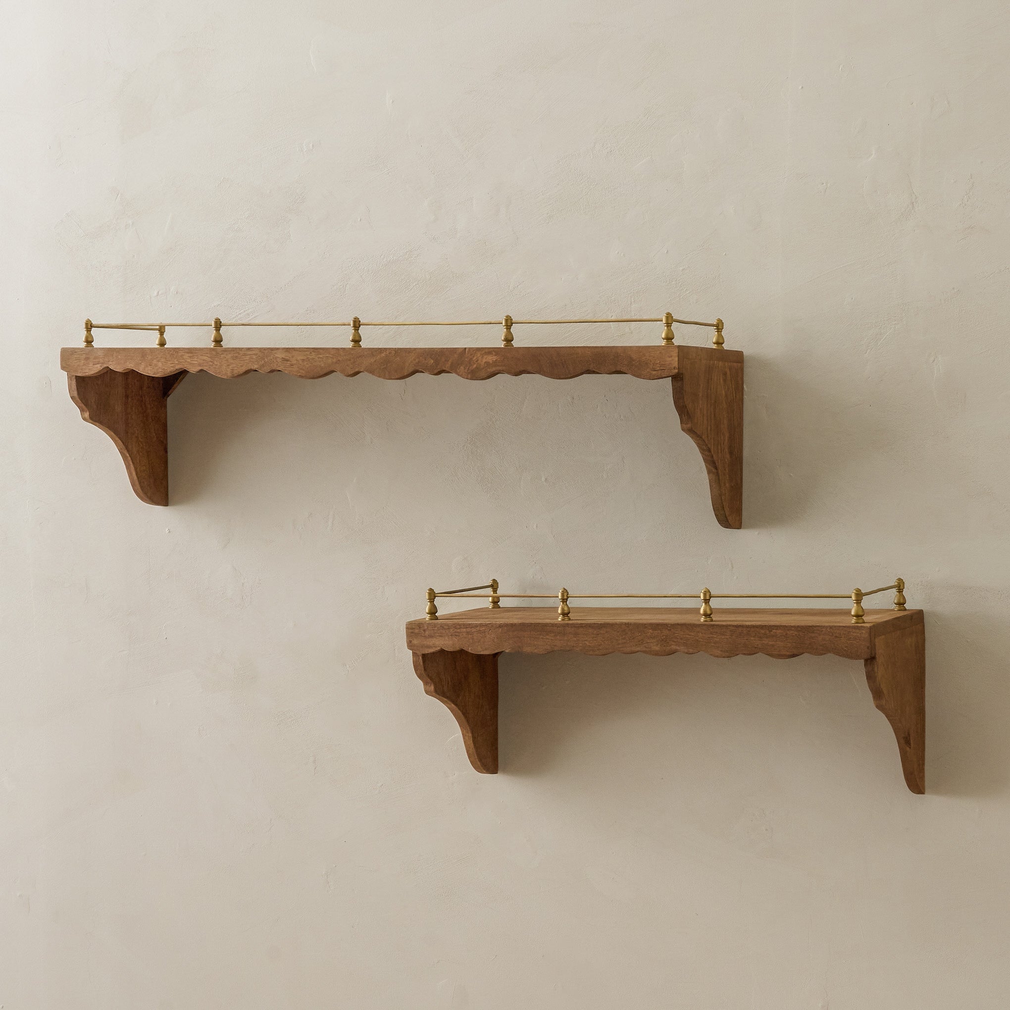Quinn Wood and Brass Railing Shelf - Image 9