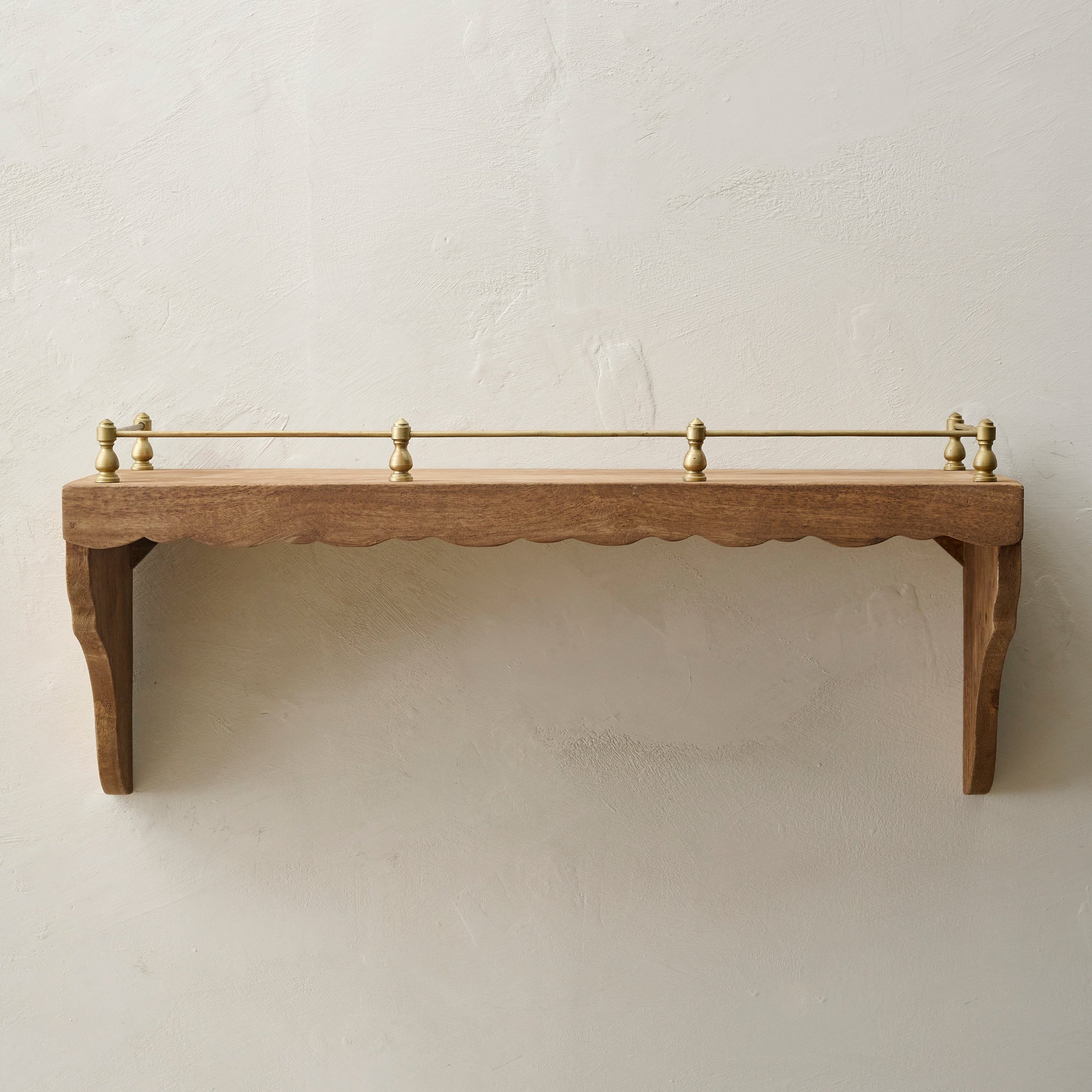 Quinn Wood and Brass Railing Shelf - Image 6