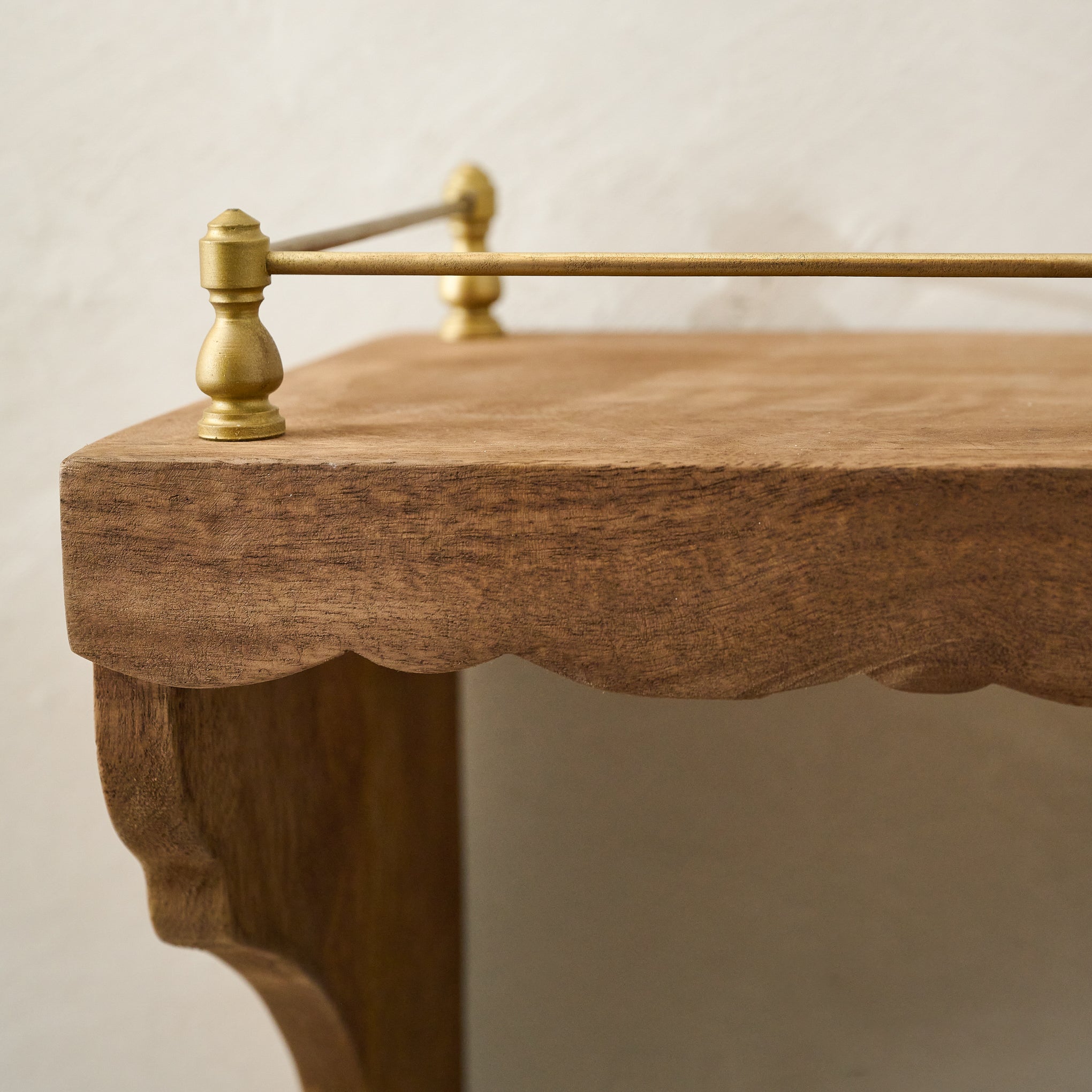 Quinn Wood and Brass Railing Shelf - Image 8