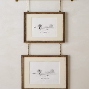 Colleen Wood and Brass Rail Double Picture Frame
