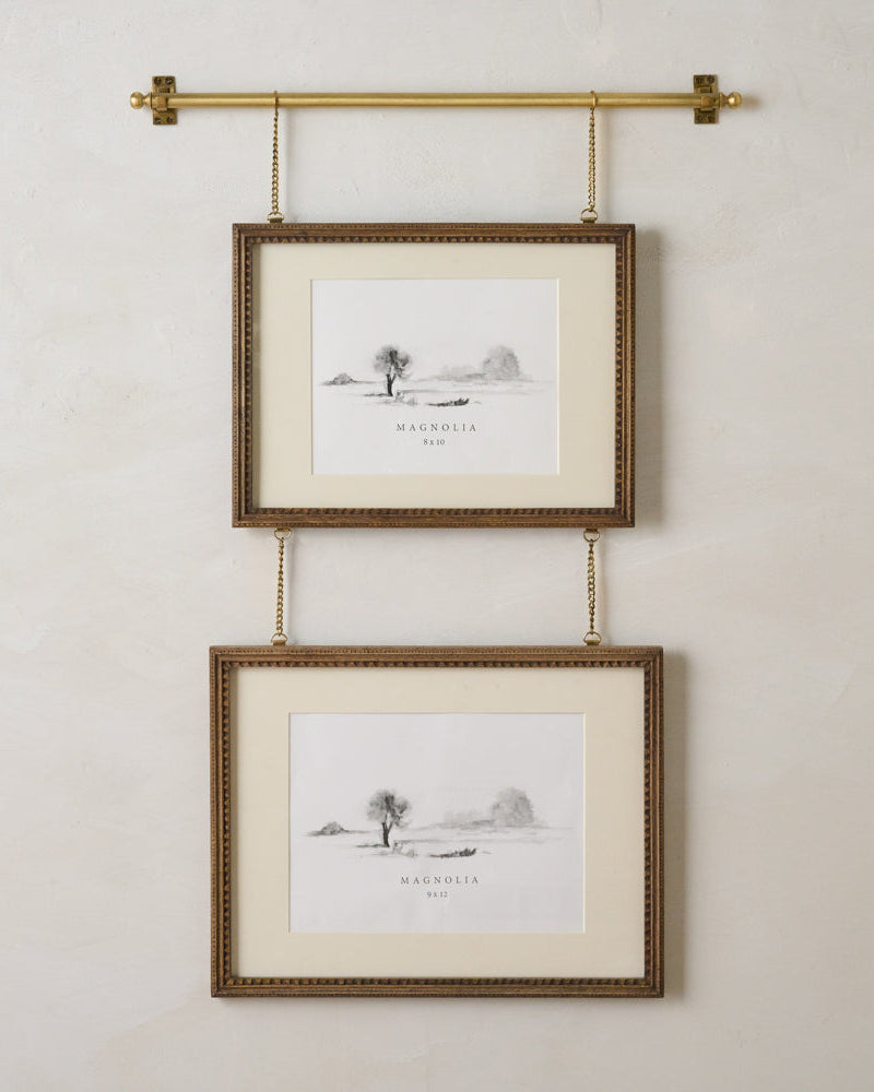 Colleen Wood and Brass Rail Double Picture Frame