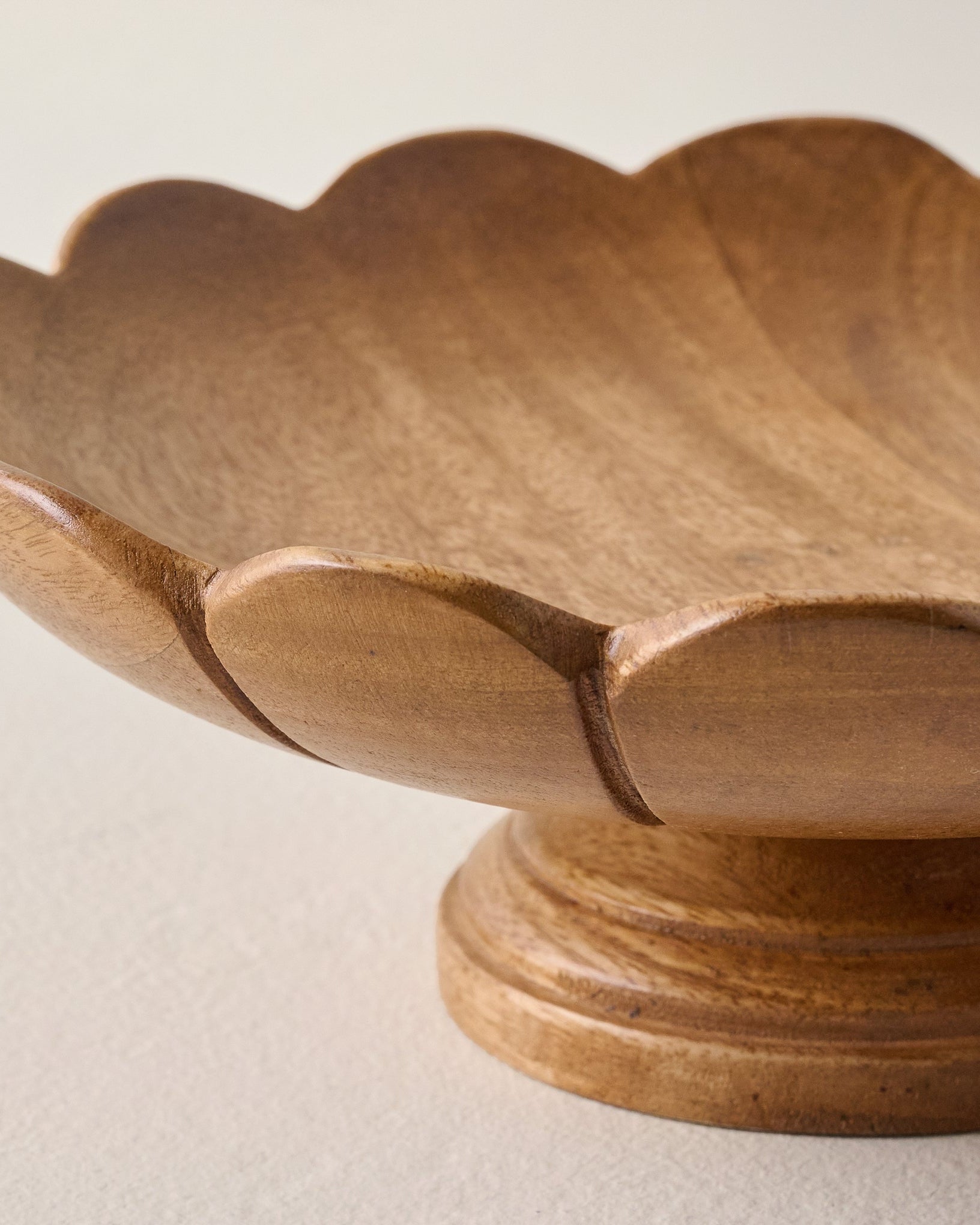 Decorative Antiqued Wood Footed Bowl - Image 3