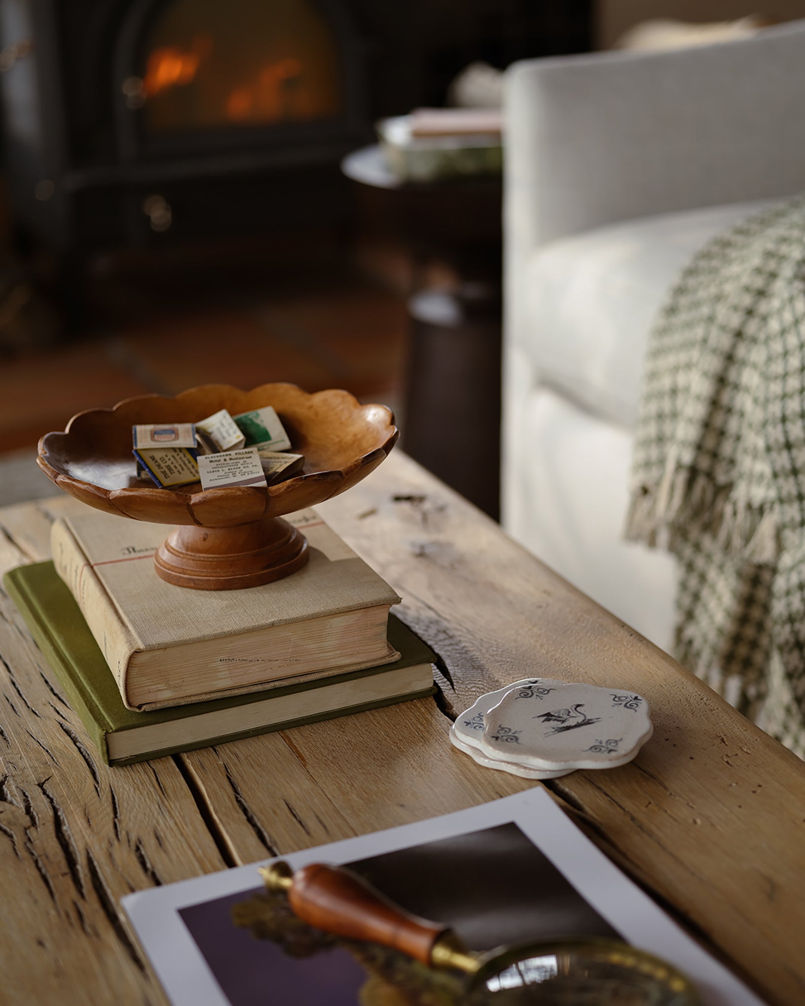 Decorative Antiqued Wood Footed Bowl - Image 4