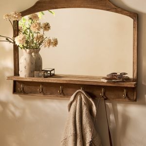 Oversized James Mirror with Hooks and Shelf