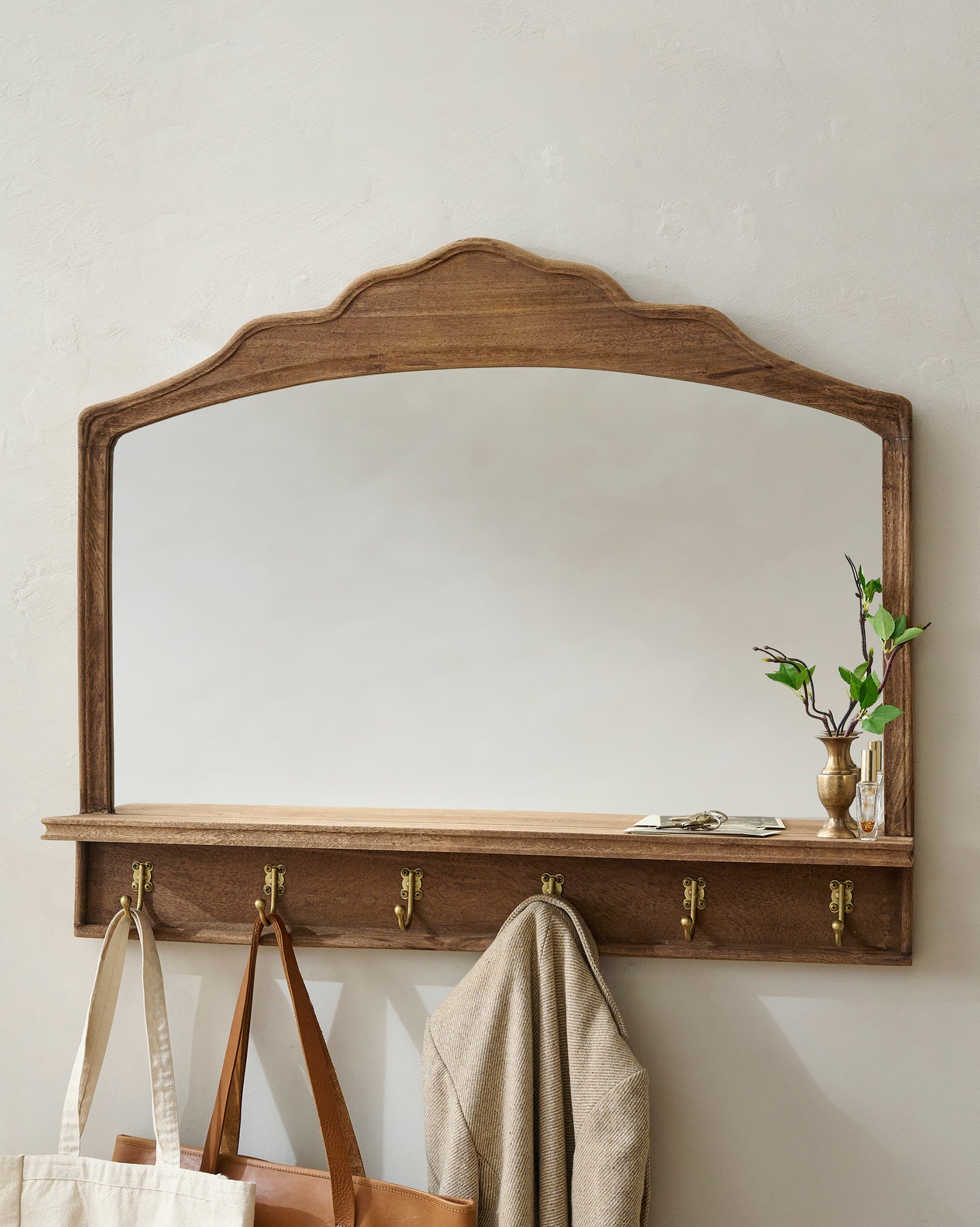 Oversized James Mirror with Hooks and Shelf - Image 3