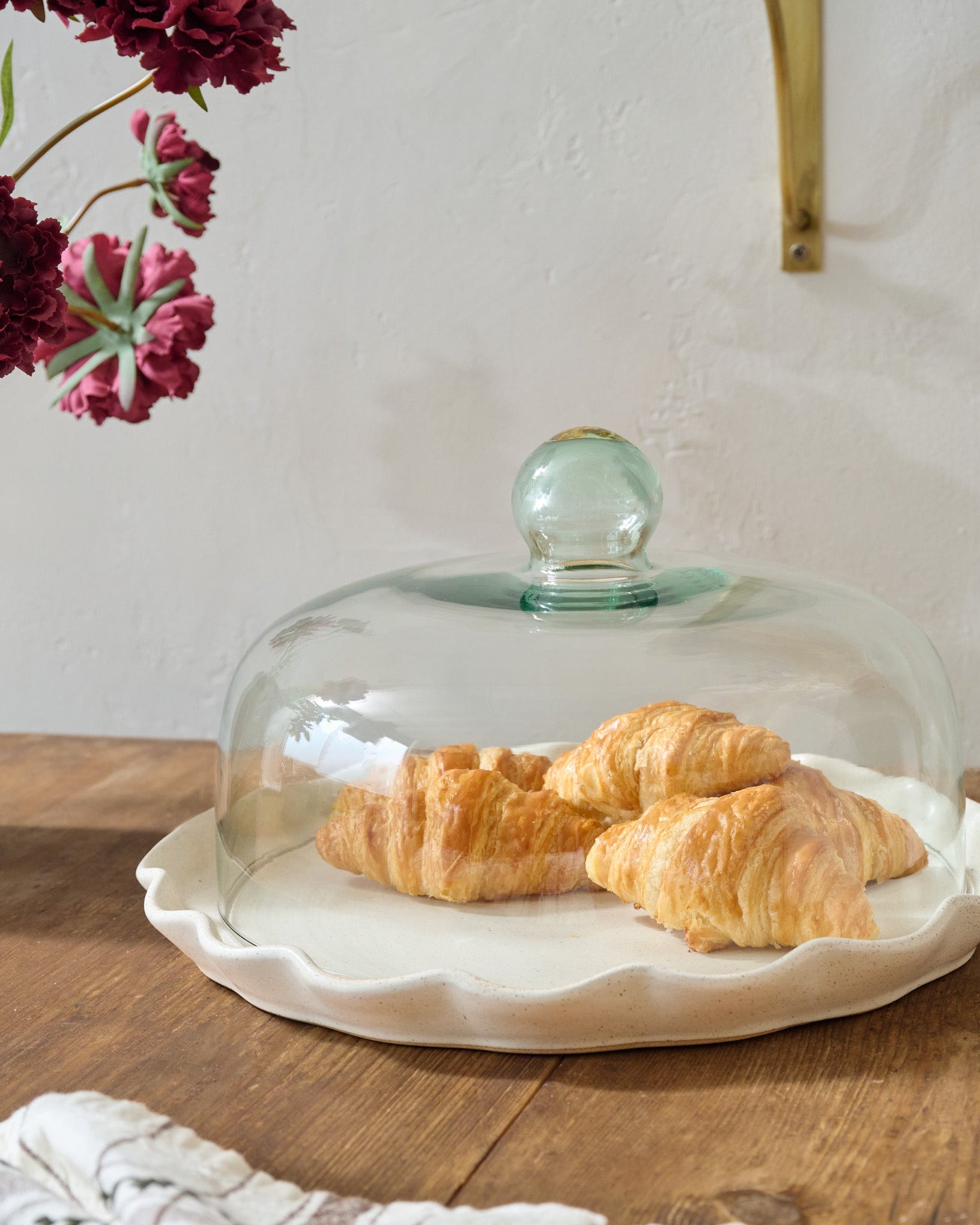 French White Ruffle Cake Plate + Dome - Image 2