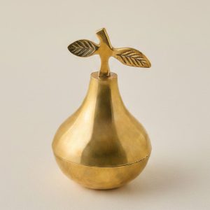 Solid Brass Pear Trinket Box