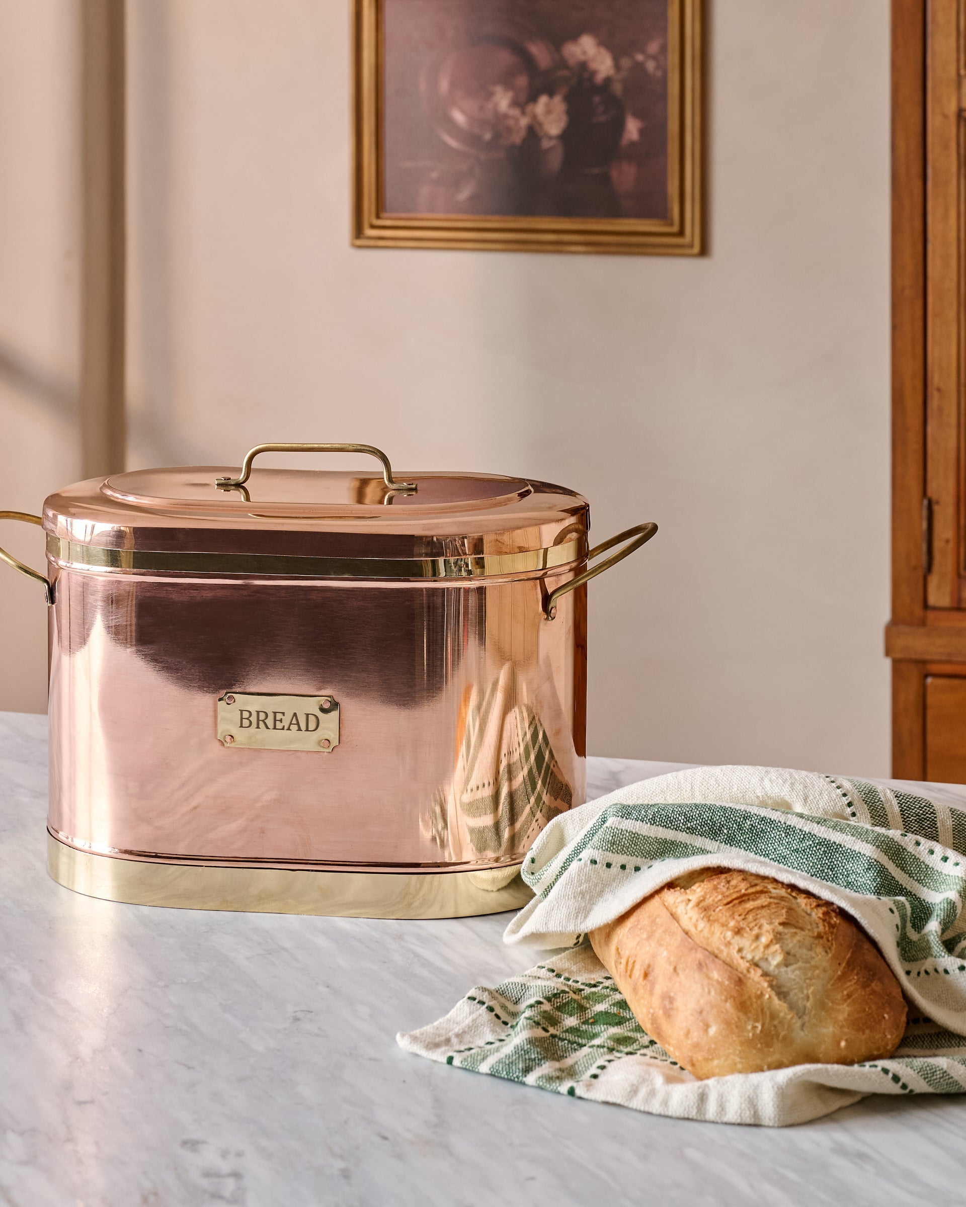 Magnolia Copper Bread Box