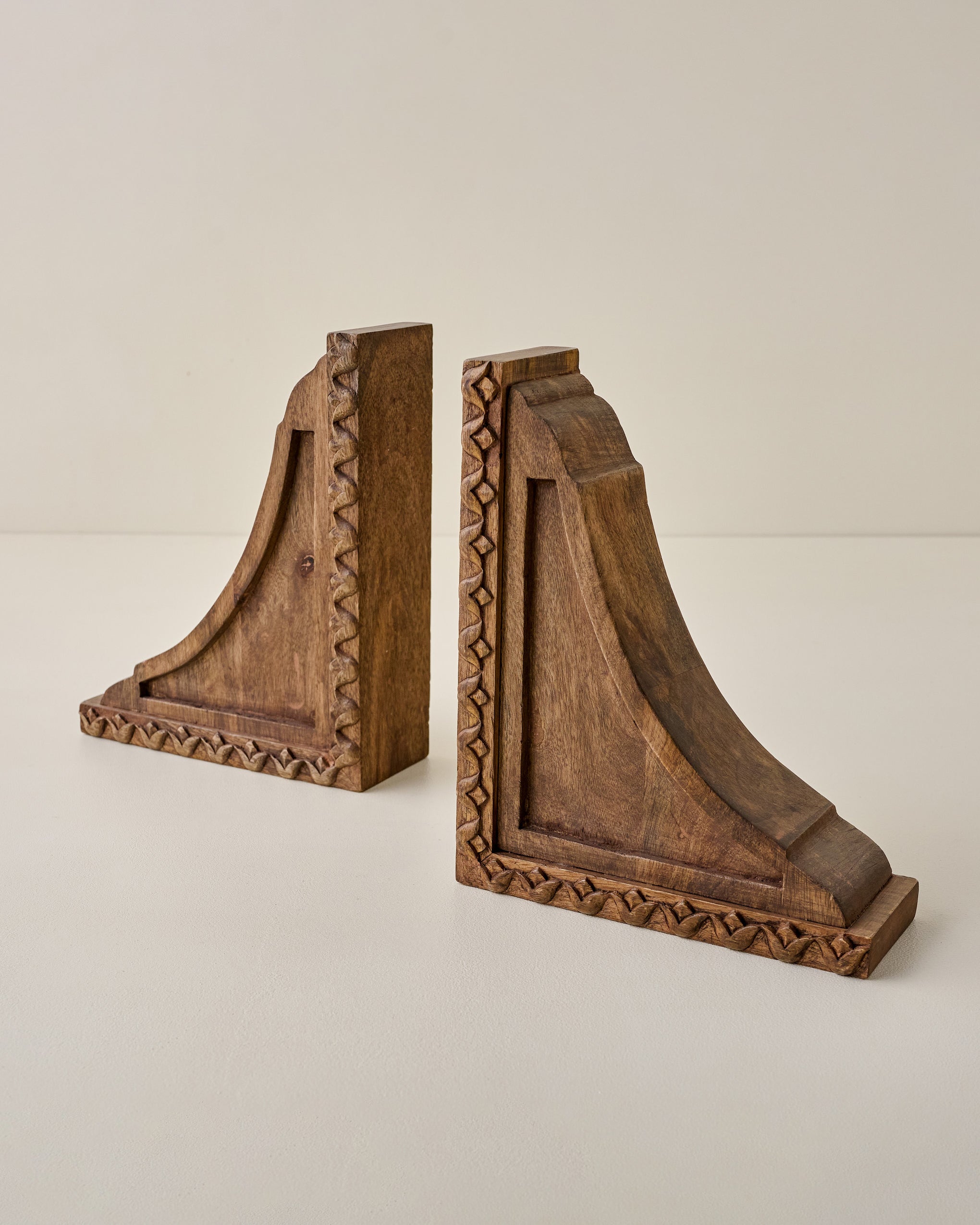 Warren Hand Carved Wood Bookends - Image 2