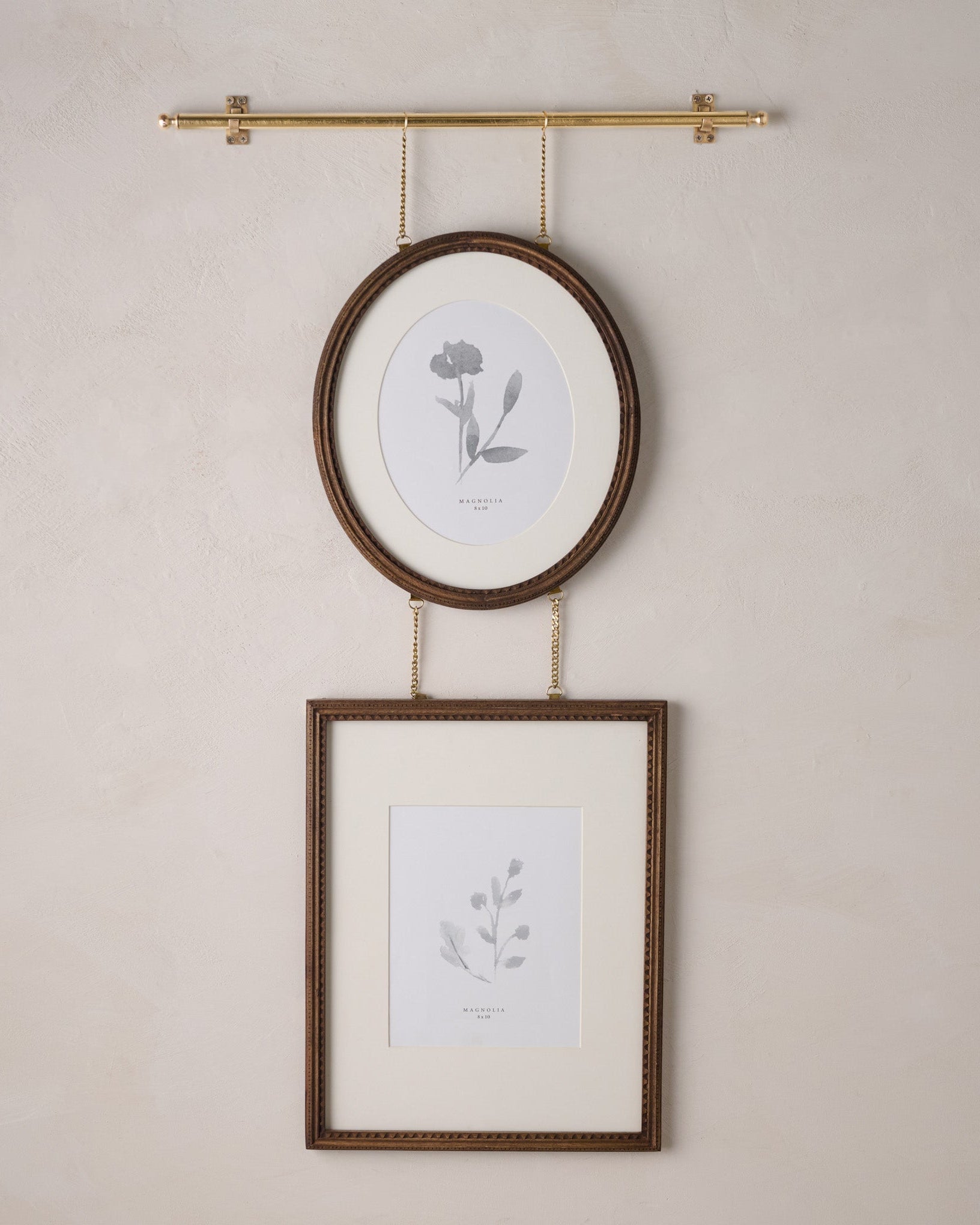Colleen Wood and Brass Rail Multi Picture Frame