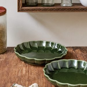 The Cottage Collection Forest Green Scalloped Baking Dish Set