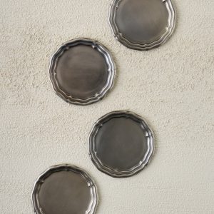 Vintage-Inspired Pewter Coaster Set
