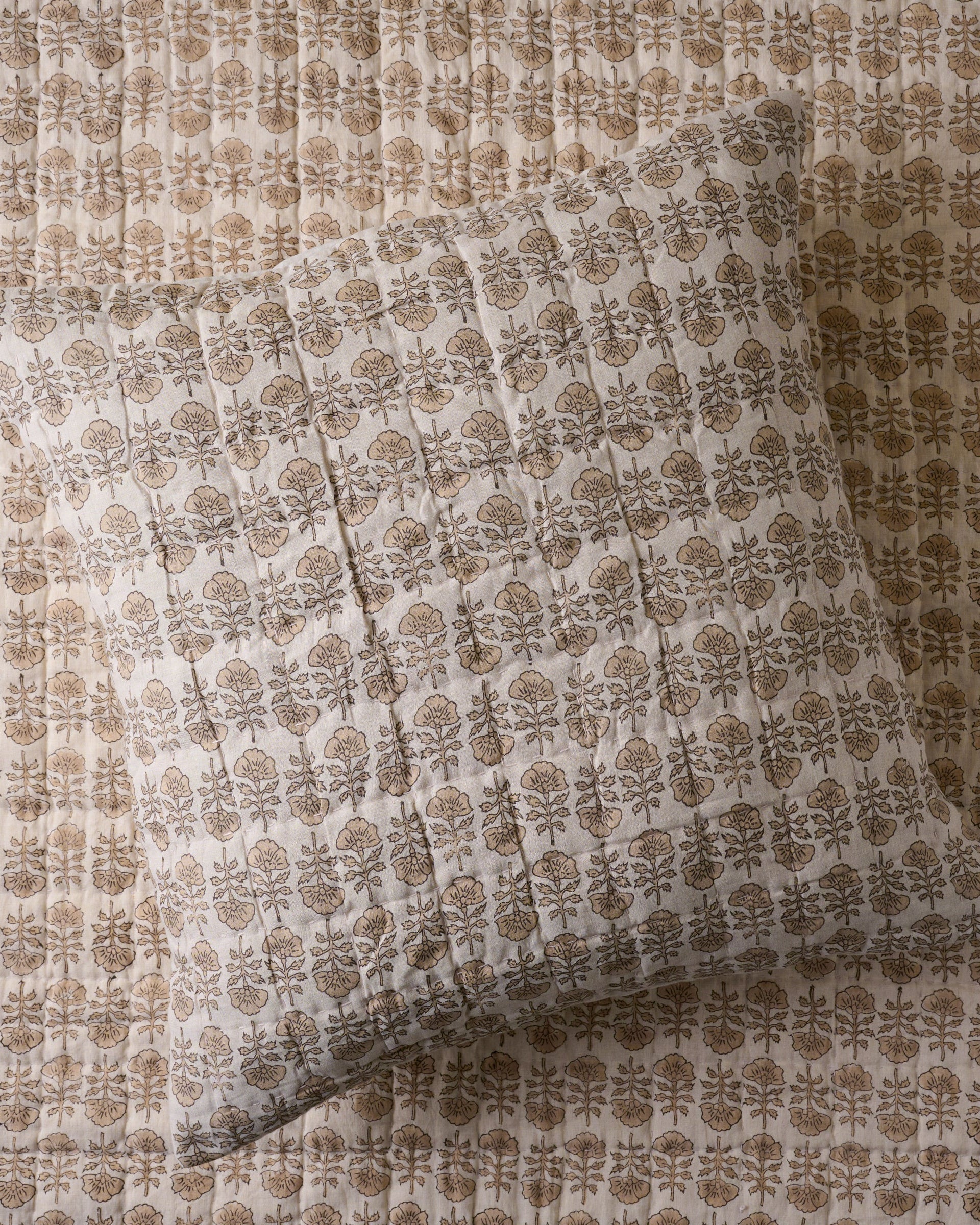 Flora Block Print Pillow Sham - Natural - Image 2