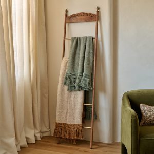 Gloria Carved Wood and Brass Decorative Ladder