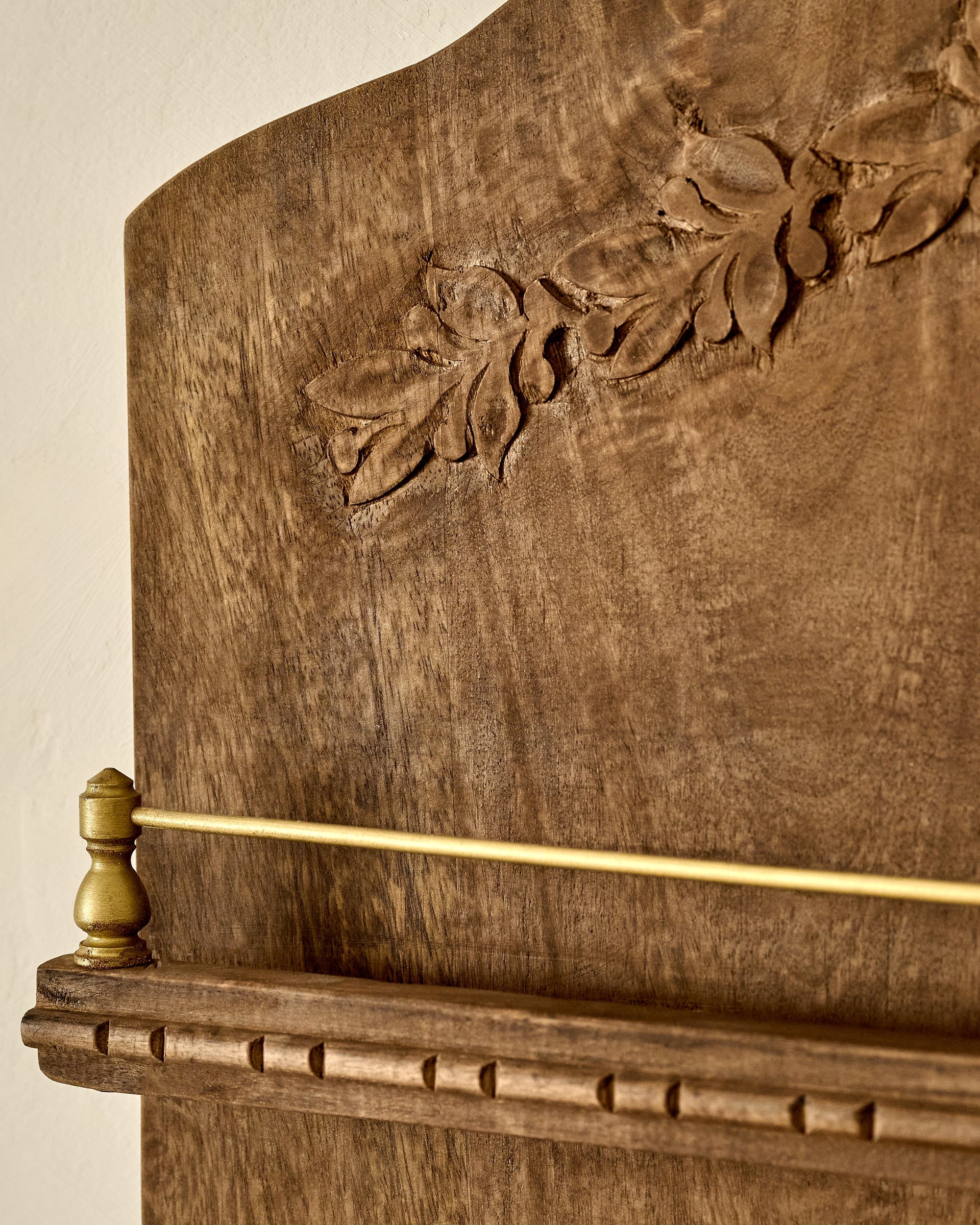 Gloria Carved Wood and Brass Display Shelf - Image 3