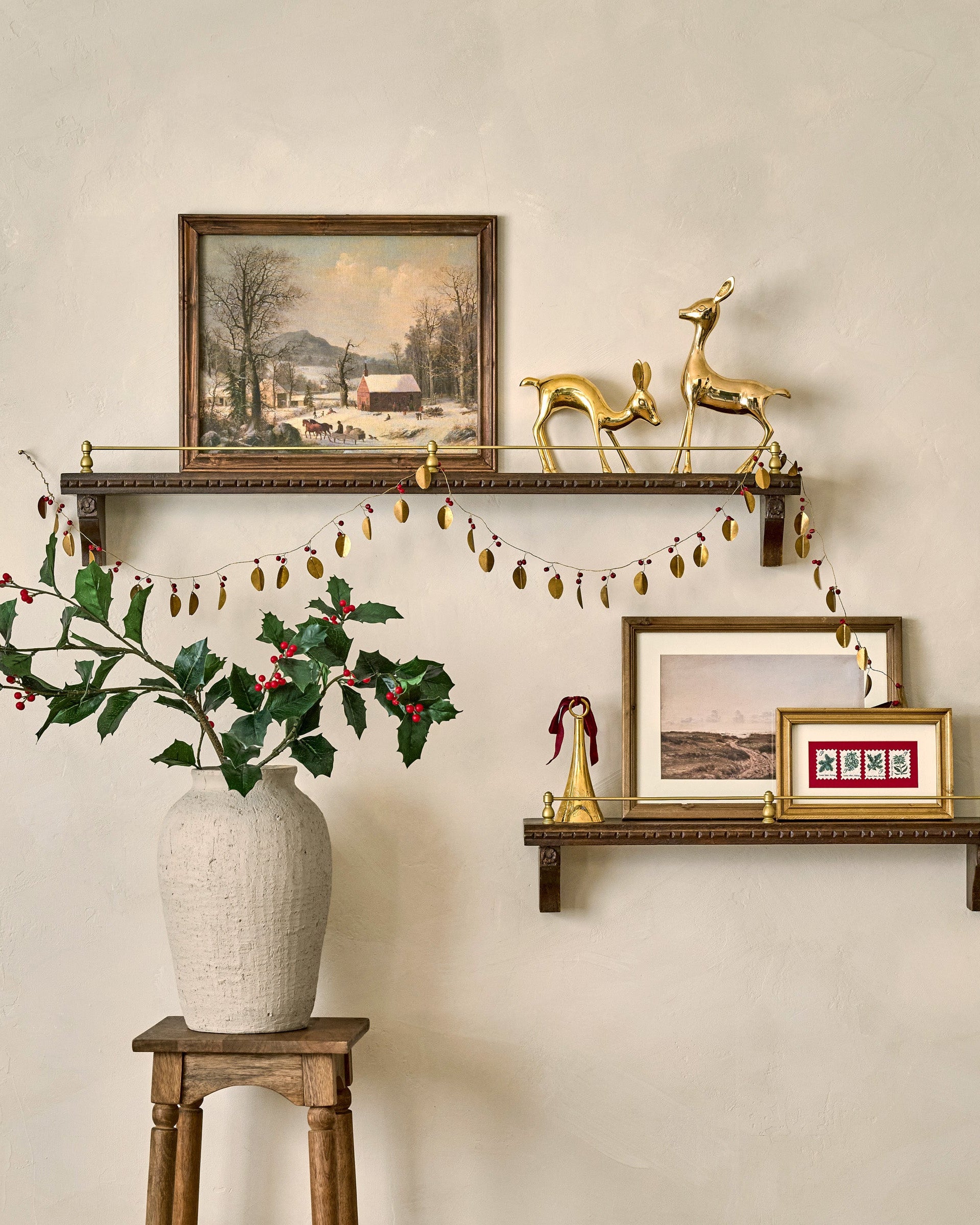 Gloria Carved Wood and Brass Picture Ledge - Image 5
