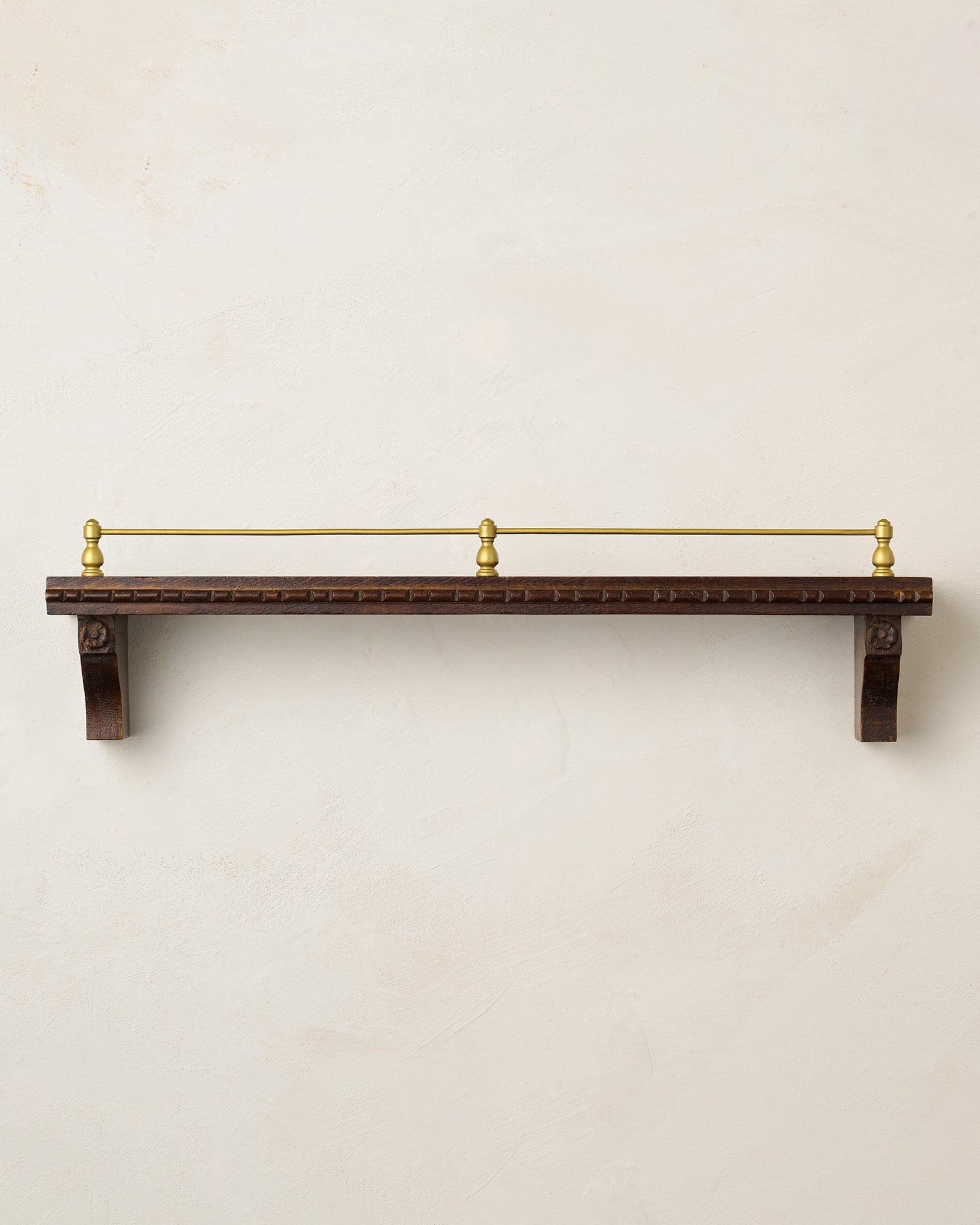 Gloria Carved Wood and Brass Picture Ledge - Image 3