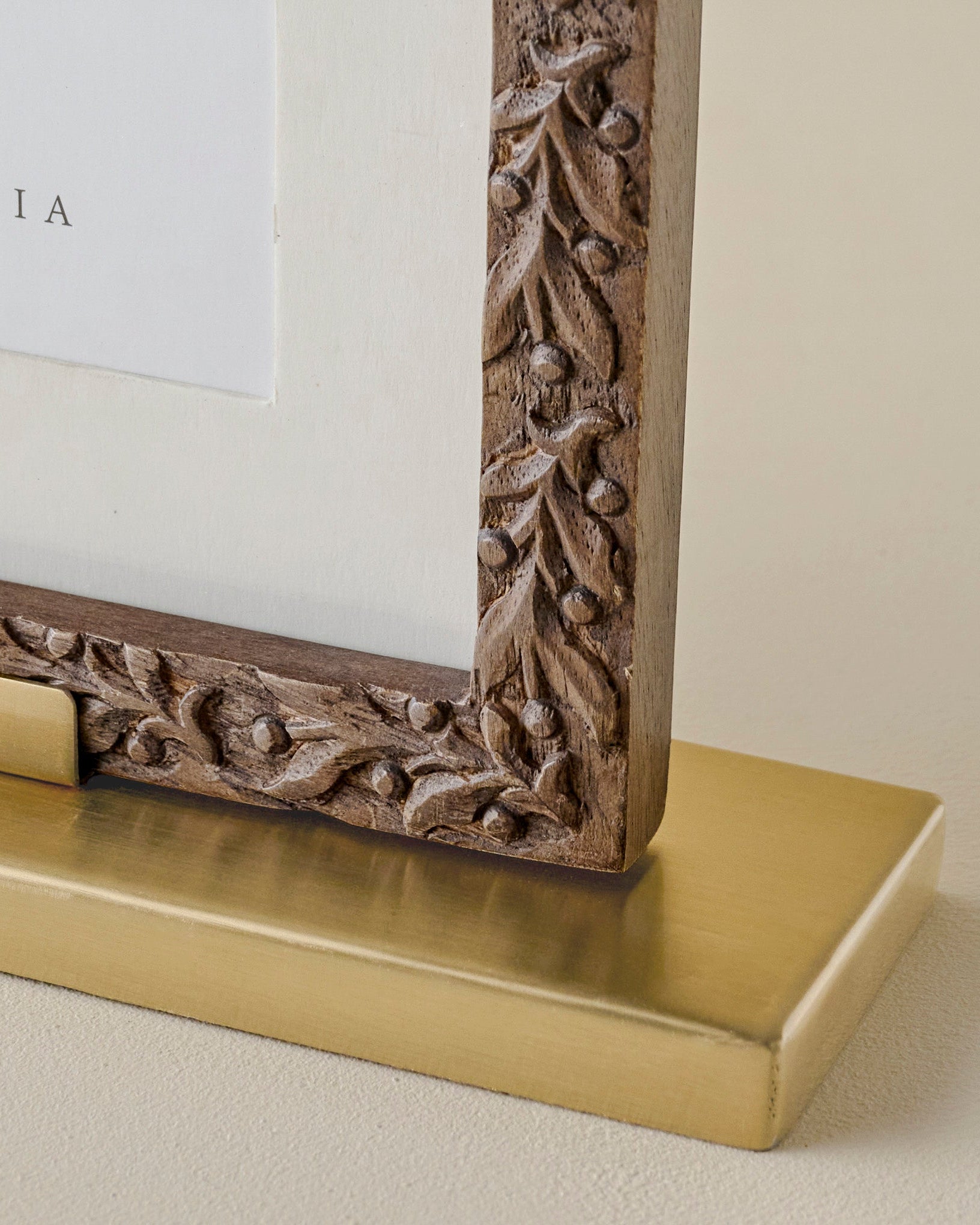 Eleanor Carved Wood and Brass Frame - Image 3