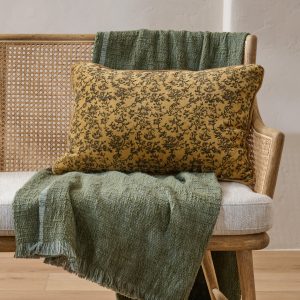 Velvet Amber Vines Lumbar Pillow