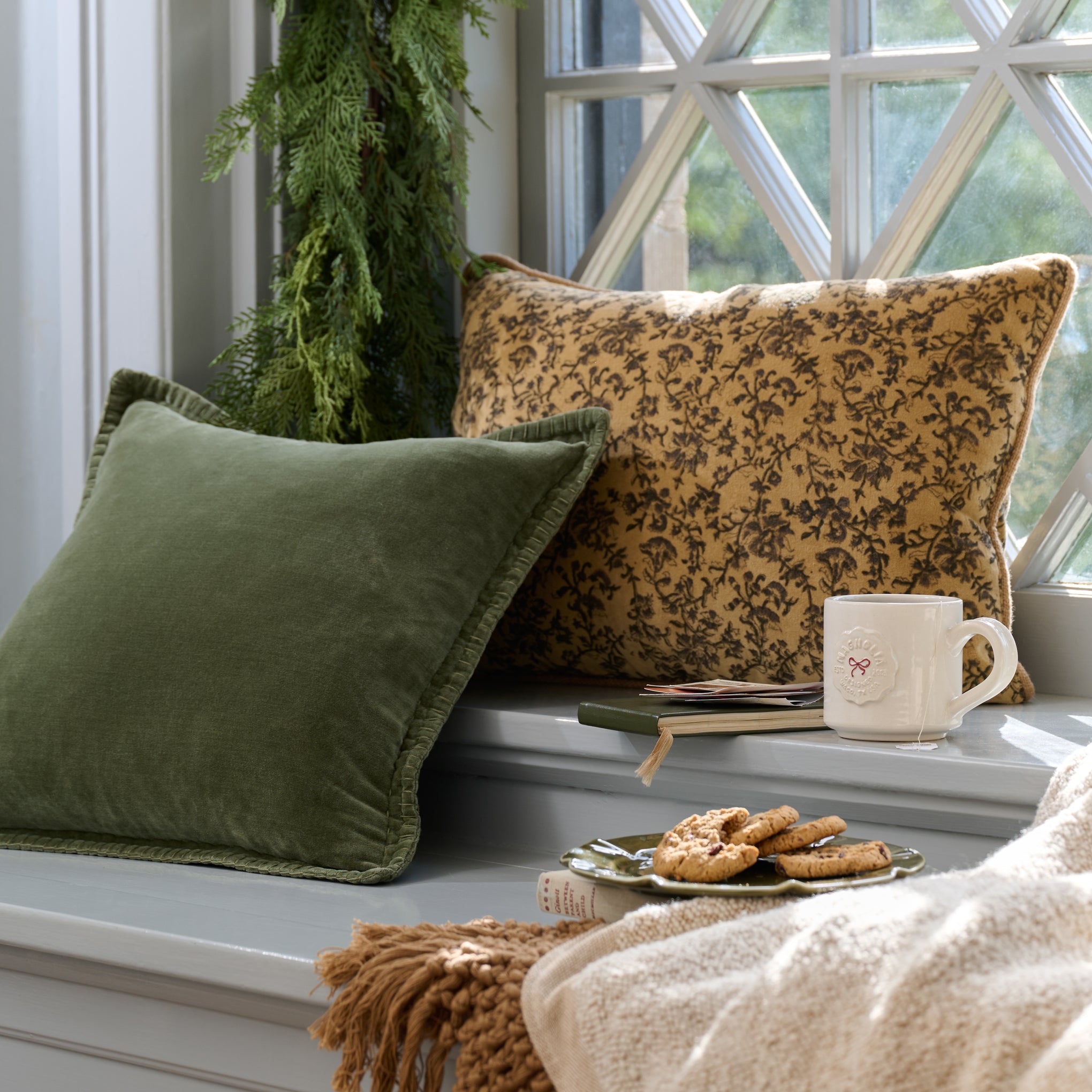 Velvet Amber Vines Lumbar Pillow - Image 4