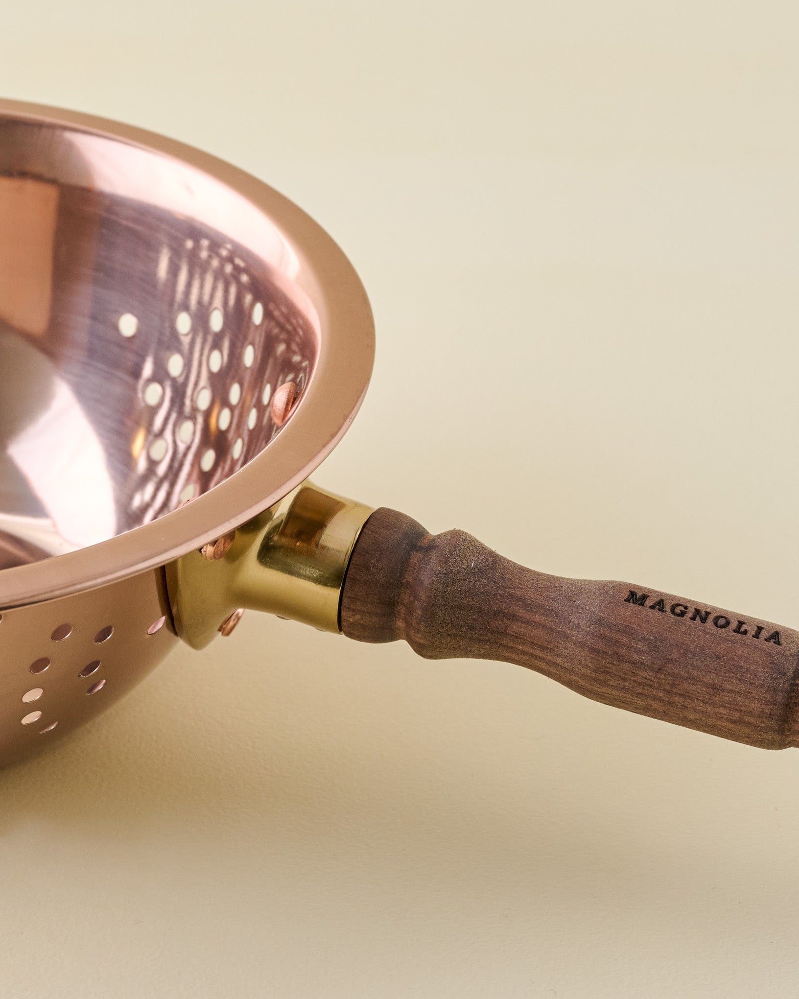 Walnut Handle Copper Colander - Image 2