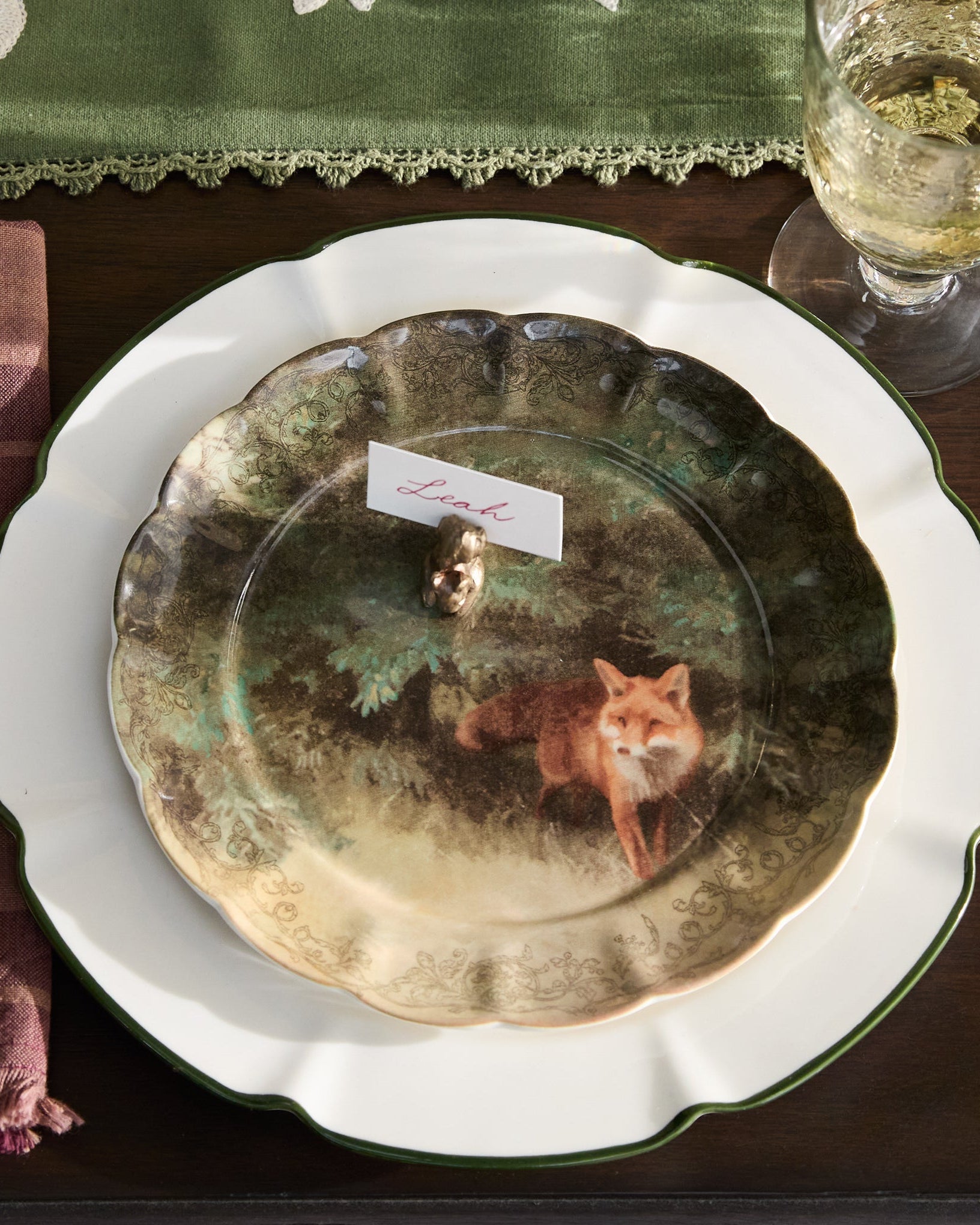 Enchanted Forest Fox Dessert Plate