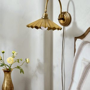 Brass Pleat Plug-in Sconce