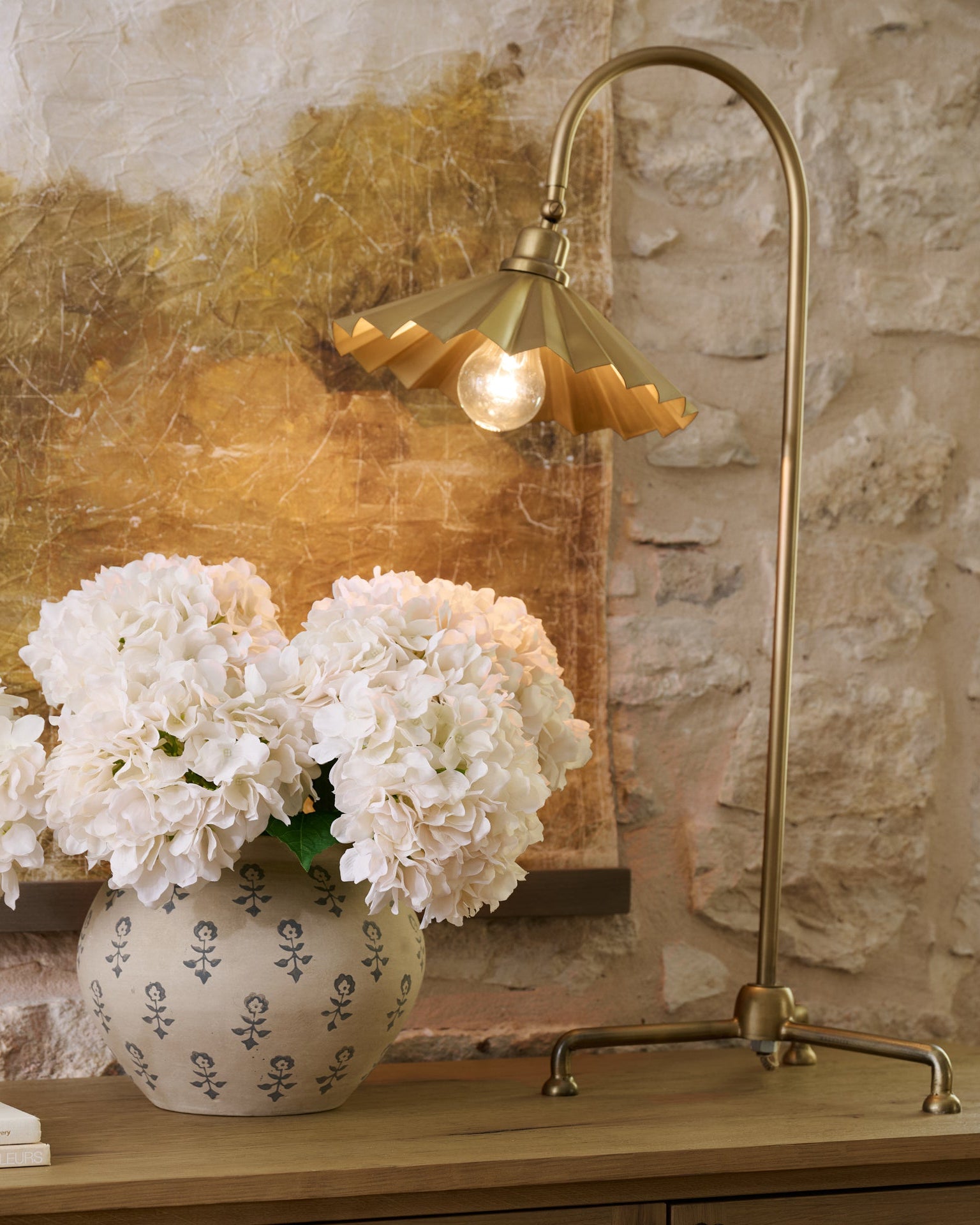 Oversized Brass Pleat Task Lamp - Image 3